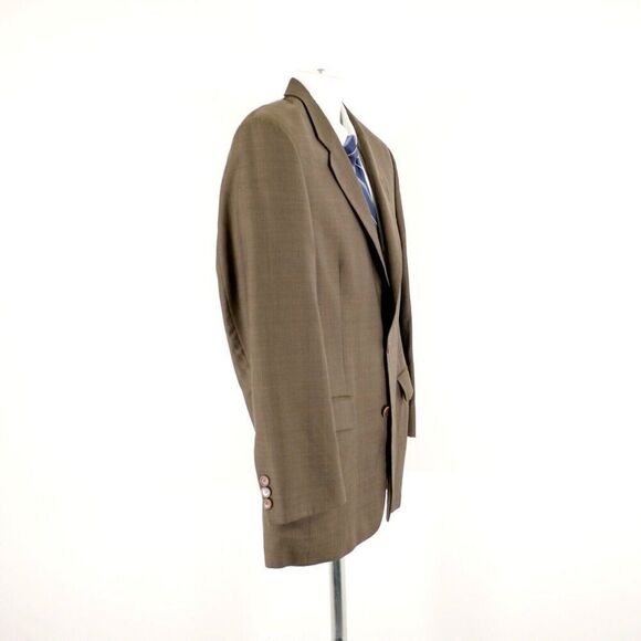 Brooks Brothers 346 Wool Green Glen Plaid W/ Brown Windowpane Blazer 40R 2 Butto - Picture 7 of 12
